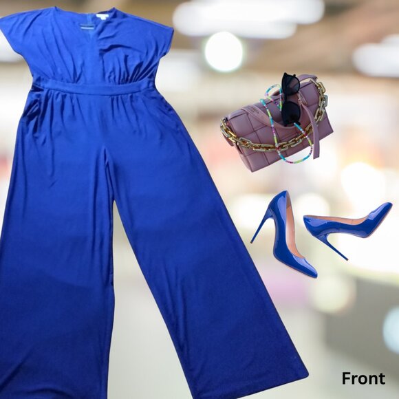 Chic Blue Wide-leg Jumpsuit - Picture 2 of 7